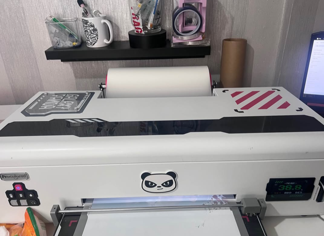 Procolored DTF Printer with oven and spare capping station. Can be seen working